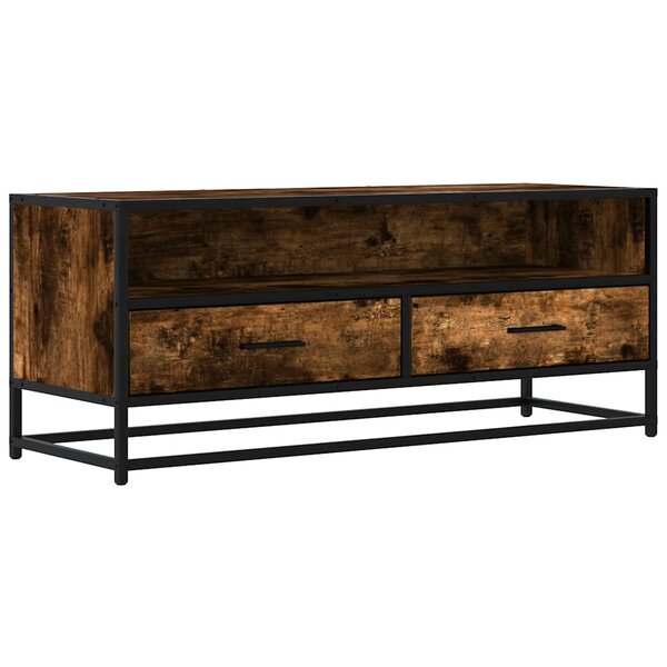 vidaXL Meuble TV chêne fumé 100x34 5x40 cm bois d'ingénierie et métal