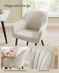 Chaise de salle à manger fauteuil siège rembourrée avec accoudoirs largeur d’assise 49 cm pieds en métal revêtement en velours charge 110 kg pour salon chambre gris 12_0004911