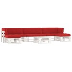 vidaXL Salon de jardin palette 6 Pièces et coussins Pin imprégné de blanc