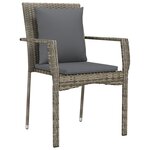 vidaXL Ensemble de salle à manger de jardin 3 pièces avec coussins Gris Poly Rattan