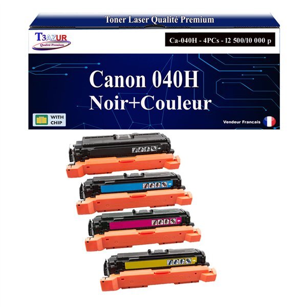 T3AZUR -Lot de 4 Toners compatibles avec Canon 040H pour Canon LBP-710Cx LBP-712Cdn LBP-712Cx