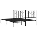 vidaXL Cadre de lit métal avec tête de lit noir 160x200 cm