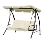 Balancelle de jardin convertible 3 places grand confort inclinaison toit réglable matelas et coussins fournis 2L x 1 25l x 1 7H m métal polyester noir et crème