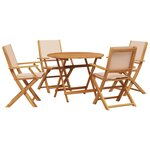 vidaXL Ensemble à manger de jardin 5 Pièces beige tissu et bois massif