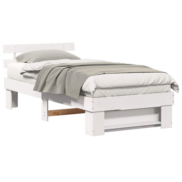 vidaXL Cadre de lit avec tête de lit Blanc 80 x 200 cm Pin massif