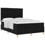 vidaXL Lit à ressorts avec matelas Noir 140 x 200 cm tissu
