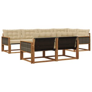 vidaXL Ensemble de canapés d'extérieur 7 Pièces Naturel et Beige