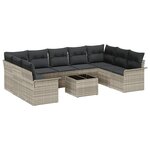 vidaXL Ensemble de canapé de jardin 10 Pièces Gris clair Poly rotin