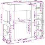 vidaXL Cadre de lit superposé avec bureau Chêne fumé 98 5 x 200 cm