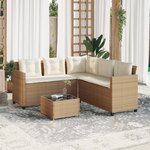 vidaXL Canapé de jardin avec table et coussins en forme de L beige