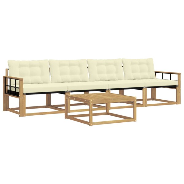 vidaXL Ensemble de canapés d'extérieur 5 Pièces Blanc et crème