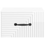 vidaXL Cabinet de chevet mural Blanc brillant 34 5 x 33 x 20 cm
