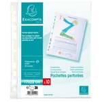 Sachet de 10 pochettes perforées polypropylène grainé format écolier 17x22cm EXACOMPTA