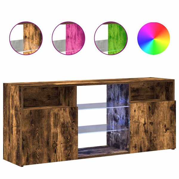 vidaXL Meuble TV avec lumières LED Chêne fumé 120x30x50 cm