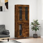 vidaXL Buffet haut Chêne fumé 69 5x34x180 cm Bois d'ingénierie