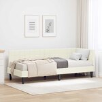 vidaXL Cadre de lit d'angle avec matelas 2 Pièces Crème Velours