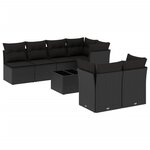 vidaXL Salon de jardin 8 Pièces avec coussins noir résine tressée
