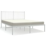 vidaXL Cadre de lit métal avec tête de lit blanc 140x200 cm