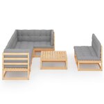 vidaXL Salon de jardin 8 Pièces avec coussins Bois de pin massif