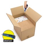 Caisse carton brune simple cannelure variabox qualité eco 25x25x10/20 cm (lot de 20)