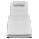 vidaXL Chaise longue avec oreiller Blanc Similicuir