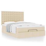VidaXL Cadre de lit ottoman avec matelas crème 140x190 cm tissu