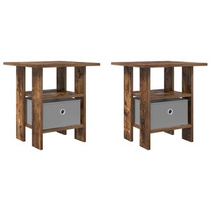vidaXL Table de chevet avec tiroir 2 Pièces Chêne fumé 41 x 40 x 45 cm