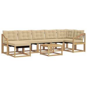 vidaXL Ensemble de canapés d'extérieur 8 Pièces Blanc et Beige