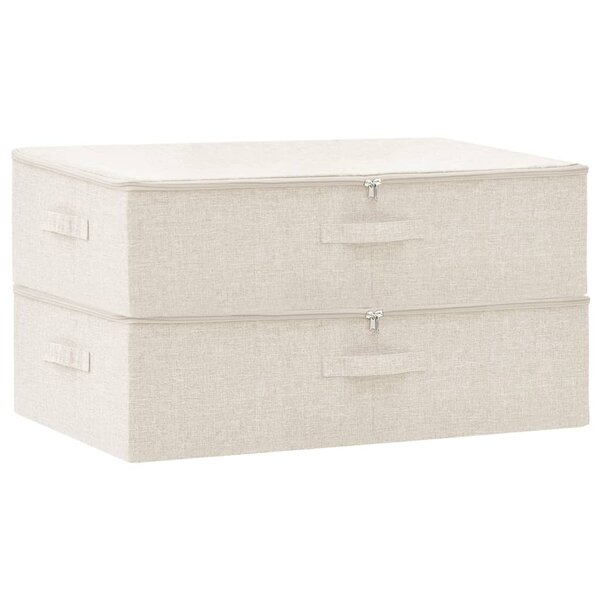 vidaXL Boîtes de rangement 2 Pièces Tissu 70x40x18 cm Crème
