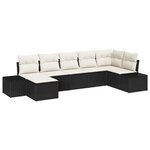 vidaXL Ensemble de canapé de jardin avec coussin 7 Pièces Noir polyrotin