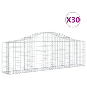 vidaXL Paniers à gabions arqués 30 Pièces 200x30x60/80 cm Fer galvanisé