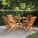 vidaXL Mobilier à dîner d'extérieur pliable 5 Pièces Bois solide de teck