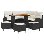 vidaXL Ensemble de canapé de jardin avec coussin 9 Pièces Noir Poly rotin