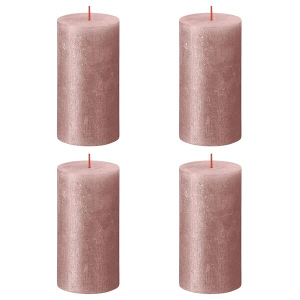 Bolsius Bougies pilier rustiques Shimmer 4 Pièces 130x68 mm Rose
