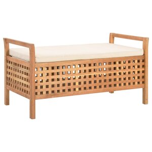 Banc banquette de rangement 93 x 49 x 49 cm bois de noyer massif 02_0010743