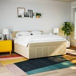vidaXL Sommier à lattes de lit avec matelas Crème 180x200 cm Tissu