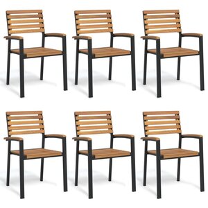 vidaXL Chaises de jardin empilables lot de 6 bois d'acacia et métal