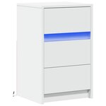 vidaXL Armoire de chevet avec lumières LED blanc bois d'ingénierie