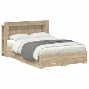 vidaXL Cadre de lit avec rangement Chêne Sonoma 150 x 200 cm