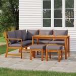 vidaXL Ensemble à manger de jardin 6 Pièces avec coussins Bois d'acacia