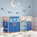 vidaXL Lit mezzanine enfants avec rideaux sans matelas bleu 80x200cm