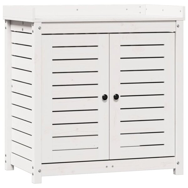 vidaXL Table de rempotage avec étagères blanc bois massif de pin