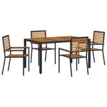 vidaXL Ensemble de salle à manger pour jardin 5 Pièces Noir et Marron