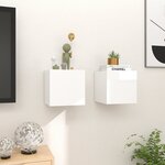 vidaXL Meubles TV muraux 2 Pièces Blanc brillant 30 5x30x30 cm