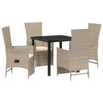 vidaXL Chaises de jardin inclinables 5 Pièces Beige 80 x 80 x 73 cm