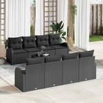 vidaXL Ensemble de canapé de jardin 7 Pièces Noir 55 x 55 x 37 cm