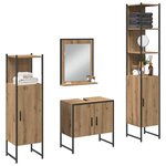 vidaXL Ensemble de mobilier de salle de bain avec porte 4 Pièces Marron