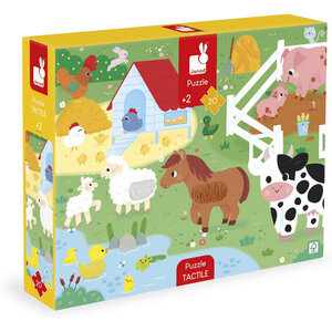 Puzzle - Les animaux de la ferme - 20 pièces avec texture + poster - Dès 2 ans - Janod