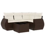 vidaXL Salon de jardin avec coussins 5 Pièces marron résine tressée