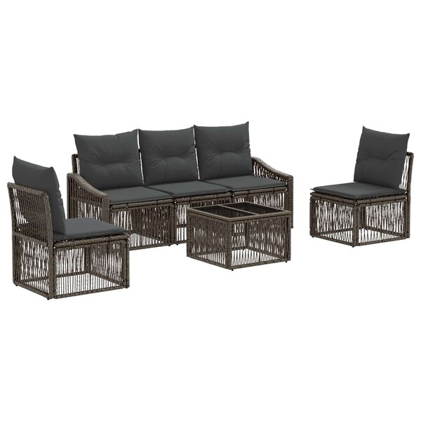 vidaXL Ensemble de canapé de jardin 6 Pièces Gris polyrotin